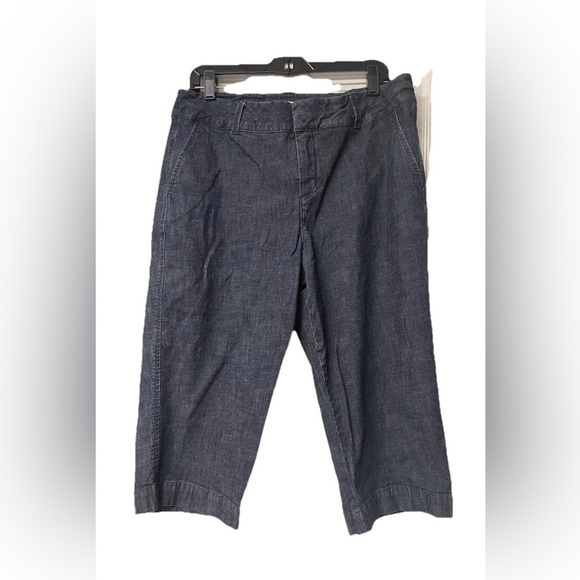 Coldwater Creek Chambray Jean Capri Pants with pockets blue Size 16P - Picture 1 of 7